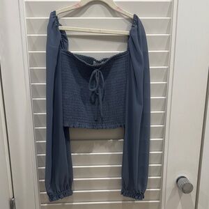 Wilfred Slate Blue Cropped Square Neck Blouse